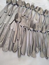 Flatware Floral Beaded Stainless Steel Mixed Lot Of 60  picture