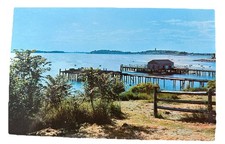 HULL MA MASS~Nantasket Beach~Fishing Fish Pier on Bayside~1950's Postcard picture
