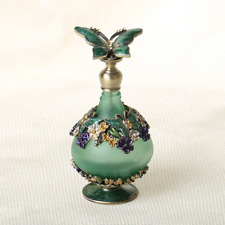 Retro crystal perfume bottle empty refillable butterfly flower decorative glass picture