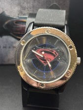 Accutime Batman v Superman Quartz Analog 45mm Black Rubber Strap Watch Box picture