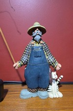 Williraye Studio Fisherman & His Cat - 1998 Folk Art Figurine .. Heavy WW1035 picture
