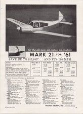 Mooney Mark 21 1961 Vintage Print Ad All-Metal Aircraft 180 MPH picture