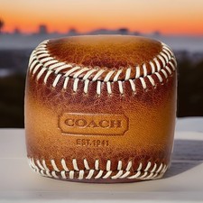 Coach Leather Collectible Baseball Est 1941 Brown White Stitching Memorabilia picture