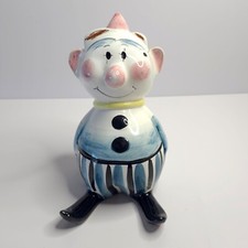 Vintage Clown Coin Bank Hand Painted Italy Pottery READ picture