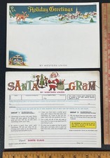 Vtg 1960s Unique Card Gift Holiday Christmas Santa Color Illustrated Telegram picture
