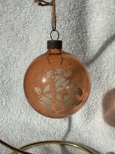 WWII Era RARE Unsilvered Orange Marks Bros Christmas Ornament Bells & Holly picture