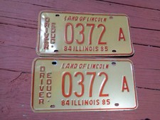 Vintage 1984 85 Illinois License Plate Driver Education Set Metal Embossed 0372 picture