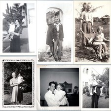 x6 LOT c1930s-1950s Parents Mothers Fathers Wheelbarrow Snapshot Photos Children picture