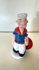VINTAGE STYLE CAST IRON POPEYE THE SAILOR MAN FIGURINE SCULPTURE W LIFE PRESERVE picture