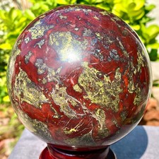 5.5LB LargeNatural dragon blood stone quartz sphere crystal ball reiki healing picture