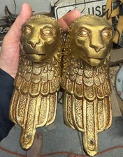 Incredible Vintage Heavy Brass Lions Rare picture