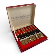 Vintage S. Samran Thailand Bronze Letter Openers Set of 8 Thai Art Decorative picture