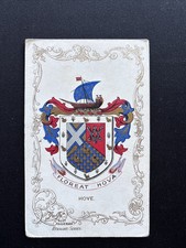 Antique Hove Floreat Hova Heraldic Crest Postcard Sailing Ship Sussex 1900s picture
