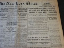 1919 FEBRUARY 20 NEW YORK TIMES - ANARCHIST SHOOTS PREMIER CLEMENCEAU - NT 6497 picture