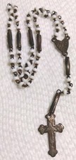 Antique Mid 1800's Pocket France Rosary White Prosser Beads Nun Convent Find picture