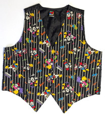 Vtg 90s Disney Mickey Unlimited Vest Size 1X Music Black Stripe Minnie Costume picture