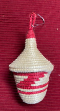 Mini Tutsi Peace Basket Ornament Pink Rwanda African Tiny Small Hanging Lid picture