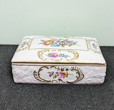 Antique 1872-1920 Carl Thieme Porcelain Lidded Trinket Dish/Cigarete Box, 5X3.5