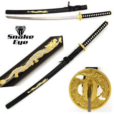Snake Eye Tactical Black & Gold Dragon Designed Samurai Katana Sword picture