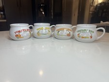 DDJ Recipe Soup Mugs VTG (Ceramic Set of 4) - Tomato, Vegetable, Chicken, Potato picture