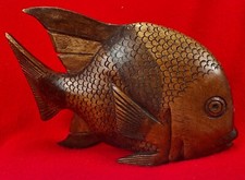 SUN FISH Figurine Carved Wood -  8