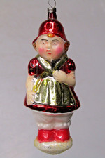Vintage Glass Little Red Riding Hood Girl Figurine Christmas Ornament Germany picture