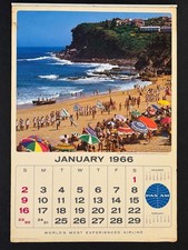 Vintage 1966 Pan Am Airlines Travel Calendar Complete 12 Month Wall Calendar picture