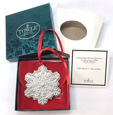 TOWLE 1995 STERLING OLD MASTER SNOWFLAKE ORNAMENT 6th ED BOX POUCH COA COMPLETE picture