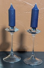 Kosta Boda Fanfare Crystal Candlesticks Set of 2 Signed & No. Kjell Engman 68205 picture