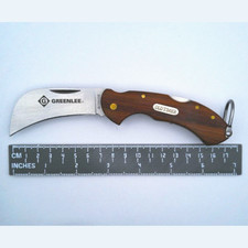 Greenlee Schrade Old Timer 0652-28 Hawkbill Folding Pocket Knife Wood Handle picture