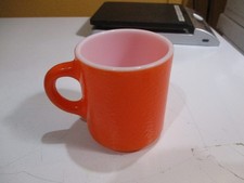 Vintage Hazel Atlas Milk Glass w  Bright Orange & Citris Peel Texture Coffee Mug picture