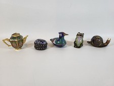 Lot of Vintage Asian Cloisonné Enamel Brass Miniature Figures & Millefiori Trink picture