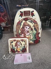 NWT Sold Out Loungefly Beauty and the Beast Exclusive Floral Backpack/Wallet Set picture