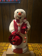 Peppermint Spinning Snowflake Snowman Gemmy Christmas Animated VIDEO WORKS picture