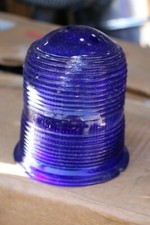 RARE Menominee Michigan used KOPP cobalt blue airport runway light globes/lens picture