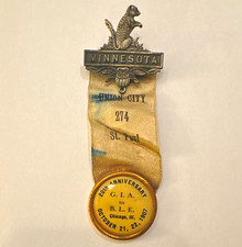 Minnesota Union City 274 St. Paul 20th Anniversary G.I.A. to B.L.E. 1907 Ribbon picture