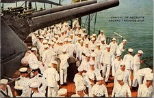 Arrival of Recruits Aboard Training Ship Navy Vintage Postcard 4P23-27 picture