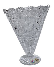 Hofbauer Byrdes Collection Fan Lead Crystal Vase 9 