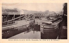 Honesdale Delaware Hudson Canal Co Gravity Railroad Dock Bridge Vtg Postcard F11 picture