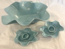 Stunning MCM California Pottery VTG Johannes Brahm Bowl & Candle Holders #17 picture