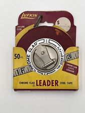 Vintage NOS Lufkin 50 Foot Chrome Clad Steel Tape Measure, New In Box, Leader picture