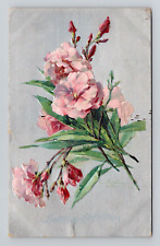 Postcard Pink Carnation Flowers a/s Catherine Klein, Antique J8 picture