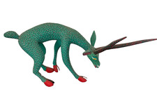 Large Oaxacan Alebrije Deer Antelope Wood Carving Mexican Folk Art Hand Painted picture