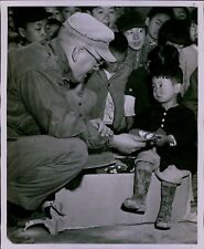 LG857 1953 Original Photo MITTENS PASSED OUT Orphan Korean Aid from Minnesota picture