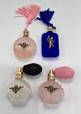 4Pc VTG MCM Small Frosted Angel Pink & Blue Shabby Boho Perfume Bottles, 2.5” picture
