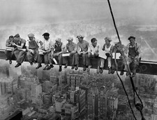 ICONIC 1932 ROCKEFELLER CENTER NEW YORK CITY IRON WORKERS LUNCH 8x10 PHOTO WM picture
