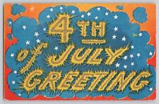 Patriotic Postcard 4th Of July Greeting Fourth Independence Day Fireworks picture