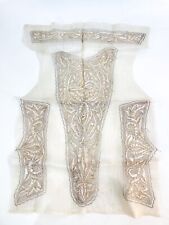 Antique Ottoman Era Embroidered Garment Panel Tughra Metallic Thread Textile picture