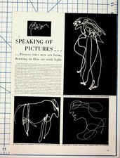 1949 Picasso Light Drawing Art Print Gjon Mili Photography Magazine Article picture