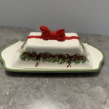 Vtg. Traditions Holiday Traditions by Christopher Radko Butter Dish Christmas picture